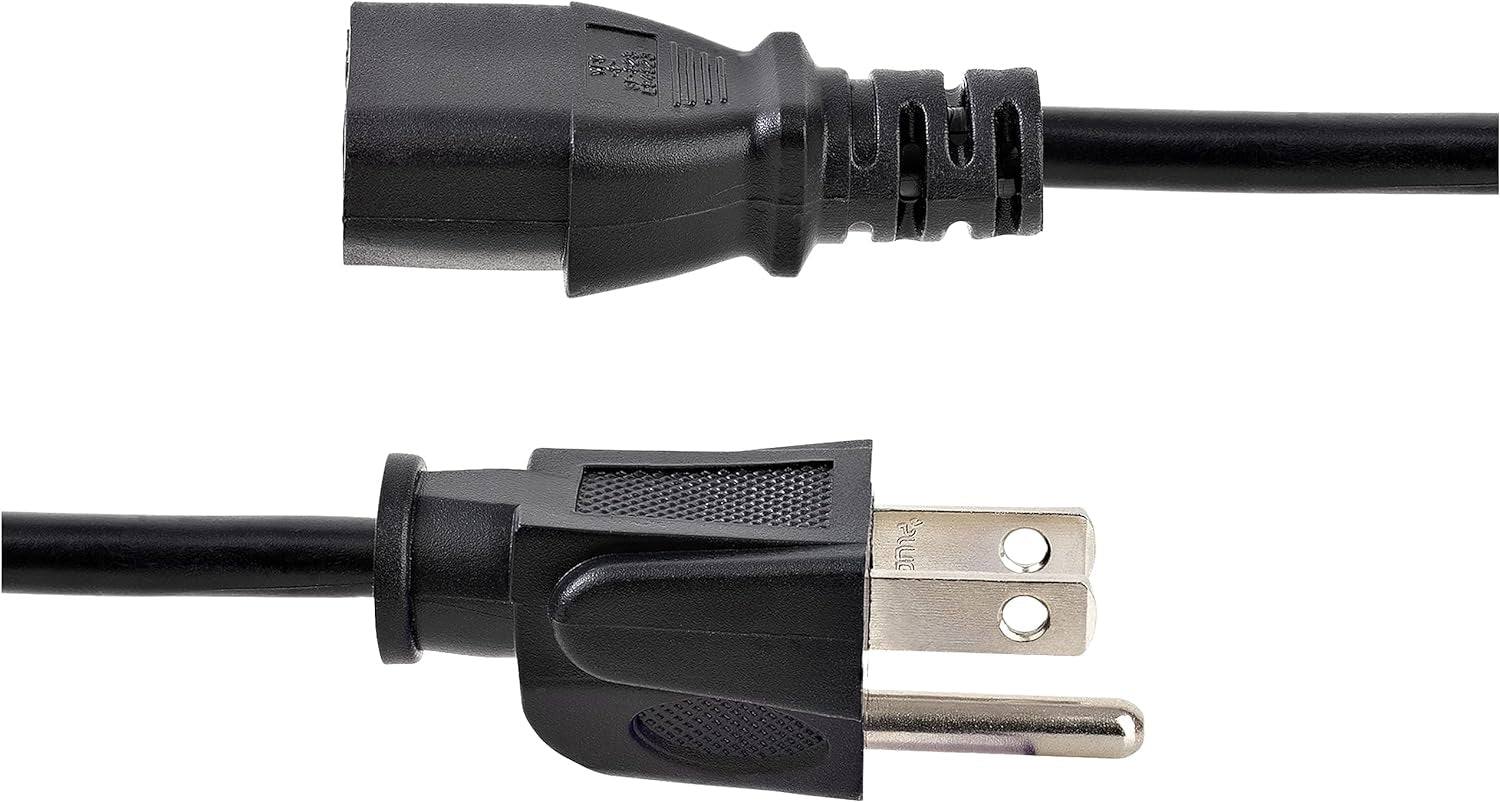 .Com 25Ft (7.6M) Computer Power Cord, NEMA 5-15P to C13, 10A 125V, 18AWG, Black Replacement AC Power Cord, Printer Power Cord, PC Power Supply Cable, Monitor Power Cable - UL Listed (PXT10125)
