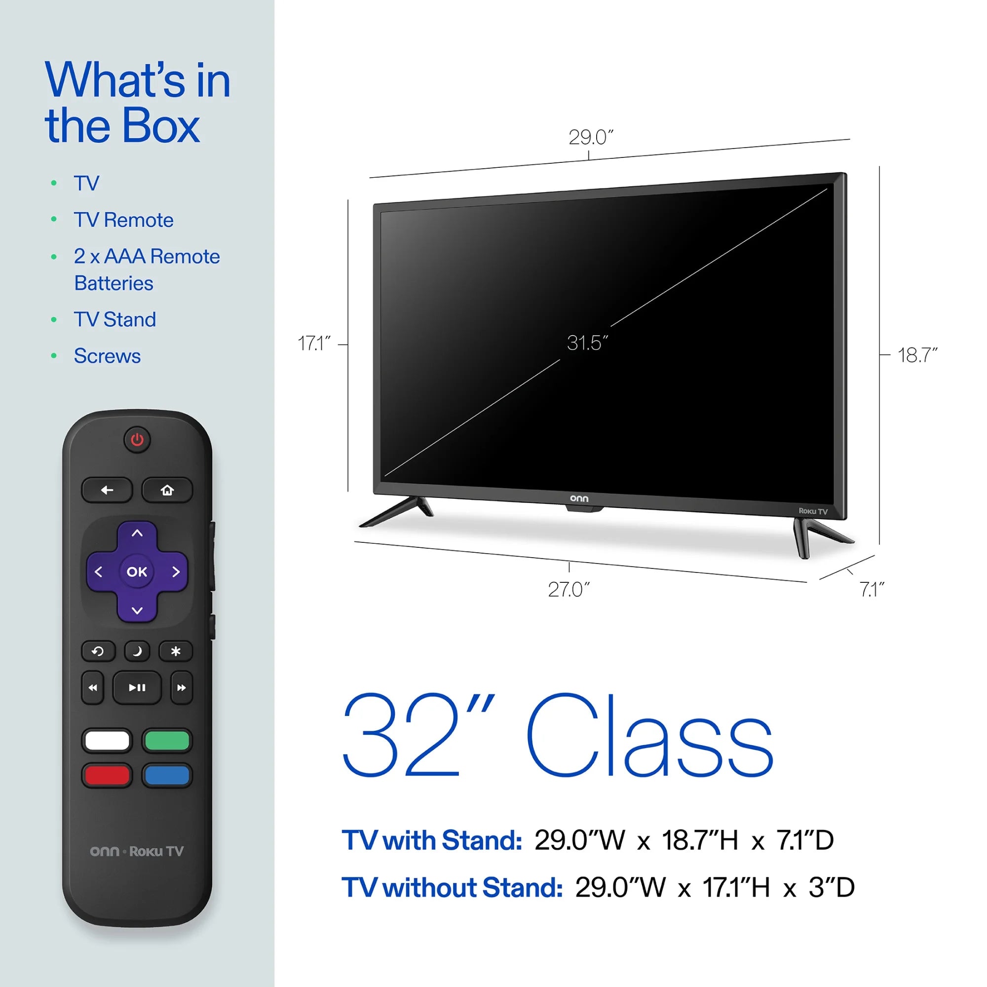 32” Class 720P HD Roku Smart Television, 100012589