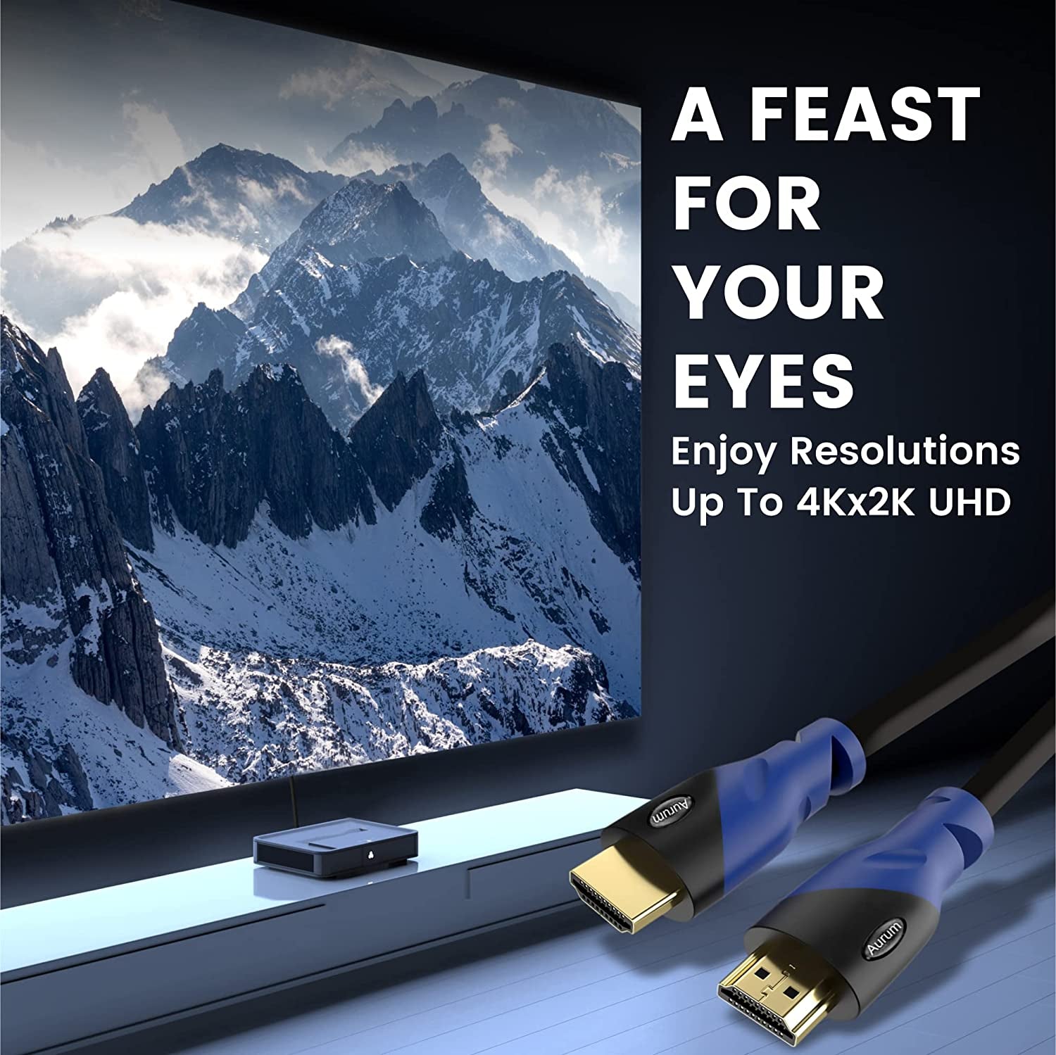 4K HDMI Cable 50Ft Long, 4K@60Hz High Speed HDMI Cord with Ethernet, Supports UHD Resolution, ARC, 3D, CL3 Certified - Compatible with HDTV, PC, Laptop, PS3, Xbox, Blu-Ray