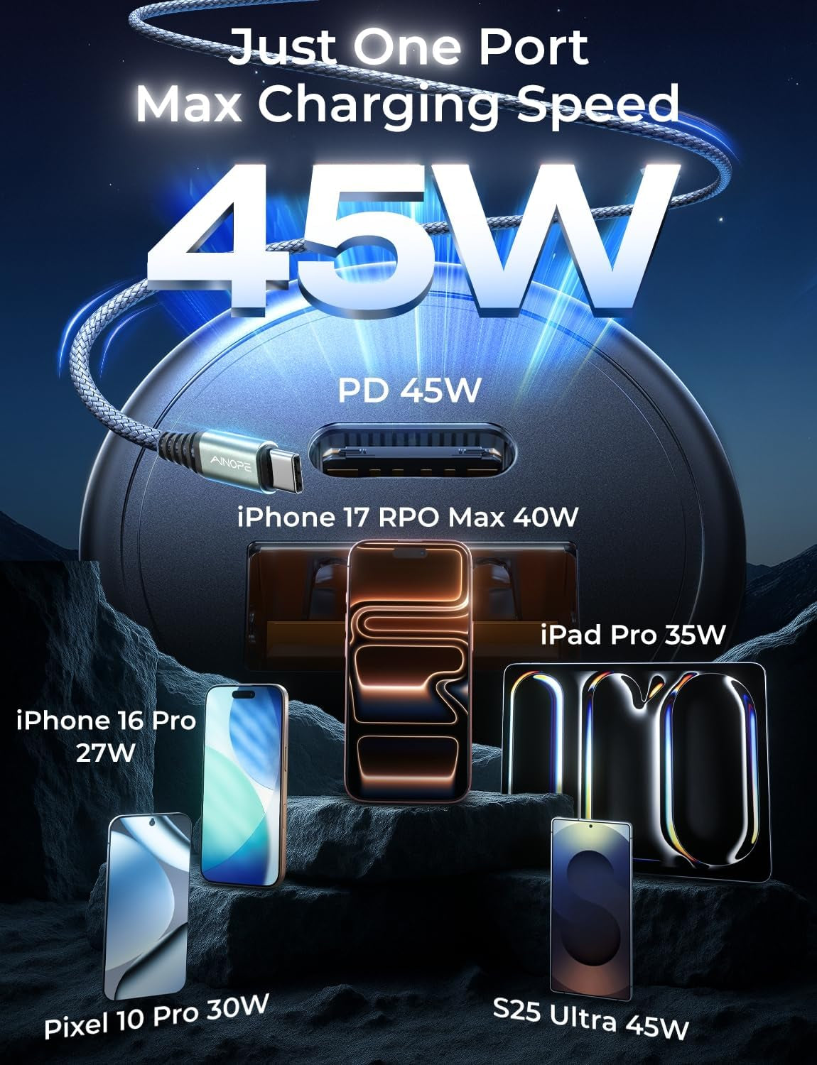 67.5W Car Charger USB C Fast Charge for Iphone 17 Pro, PD 45W USB C Car Charger Fast Charging【Mini & Metal】 Cigarette Lighter Adapter for Iphone 17 Pro Max 16 15 Air Samsung S25