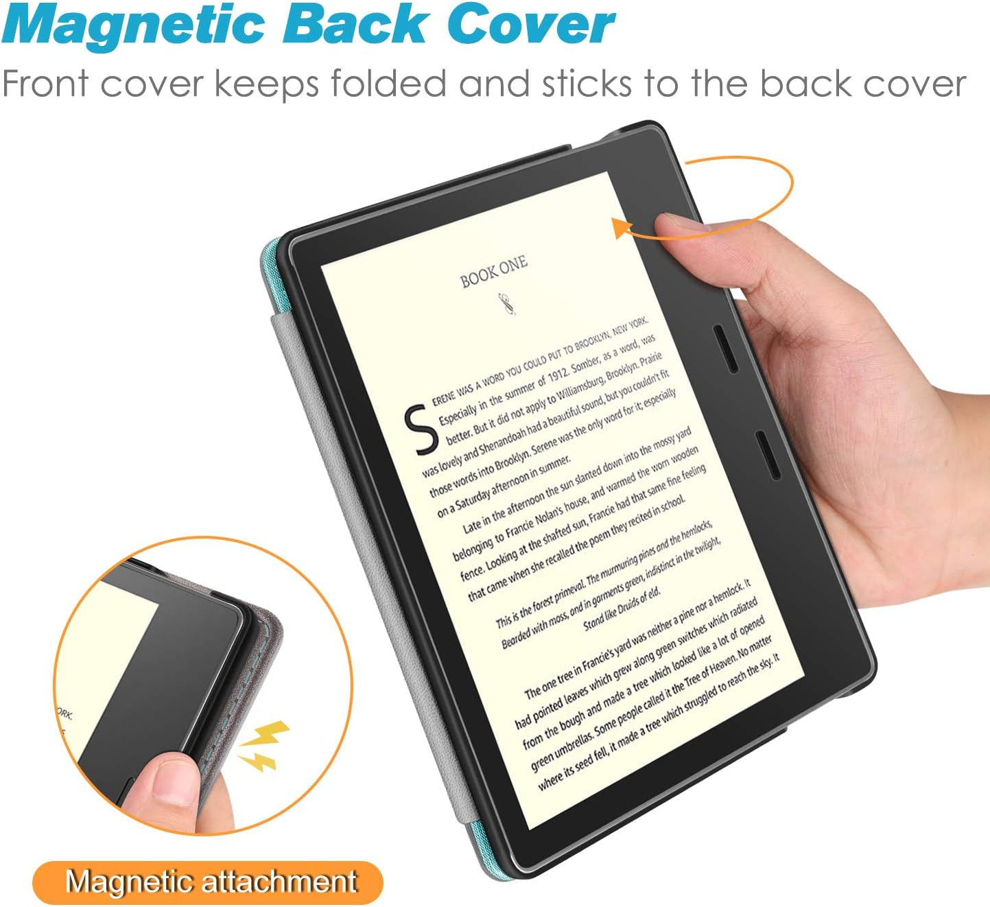 Casebot Stand Case for Kindle Oasis (10Th/9Th Generation, 2019/2017 Release) - Premium PU Leather Sleeve Cover with Card Slot and Hand Strap, Turquoise