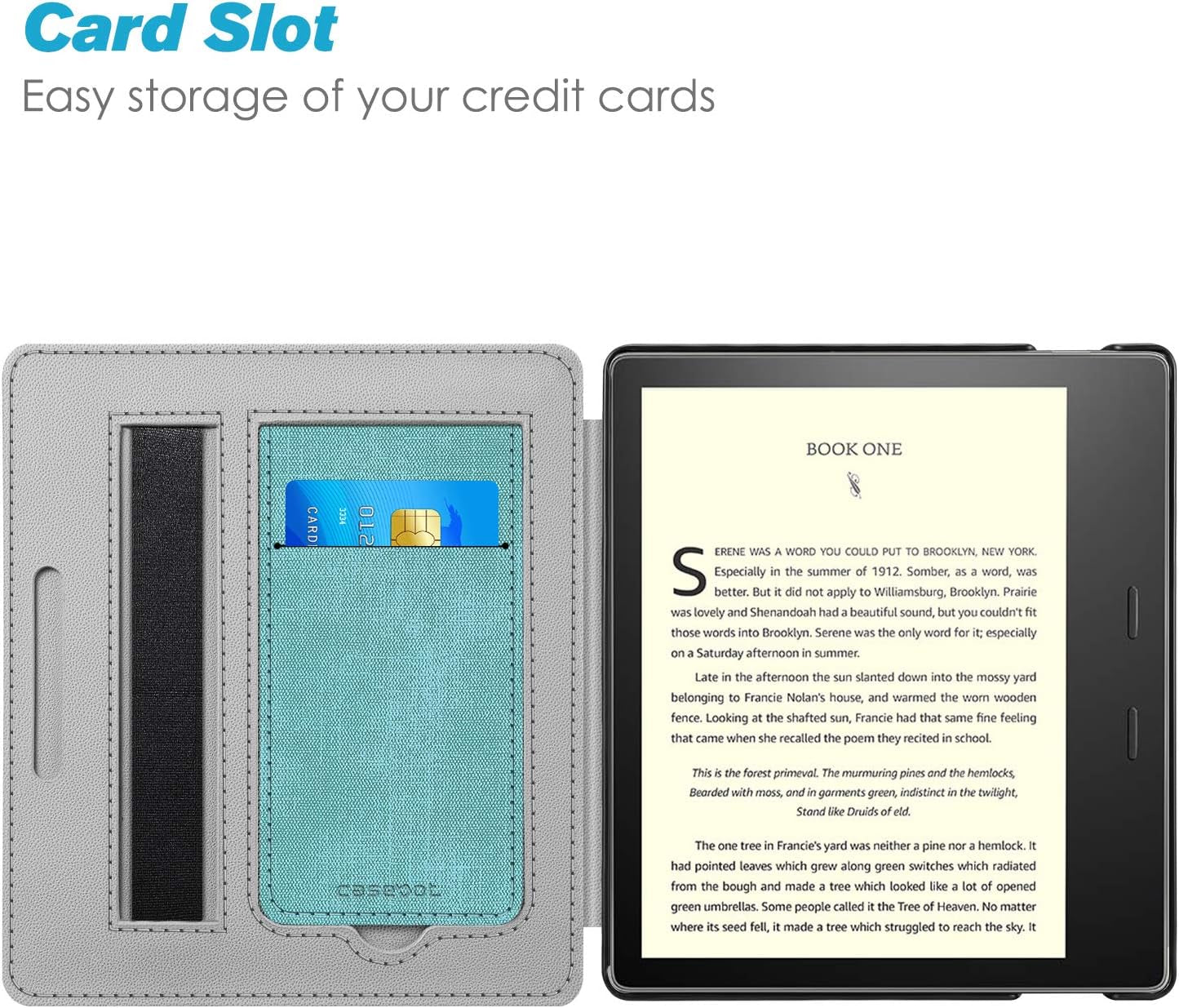 Casebot Stand Case for Kindle Oasis (10Th/9Th Generation, 2019/2017 Release) - Premium PU Leather Sleeve Cover with Card Slot and Hand Strap, Turquoise