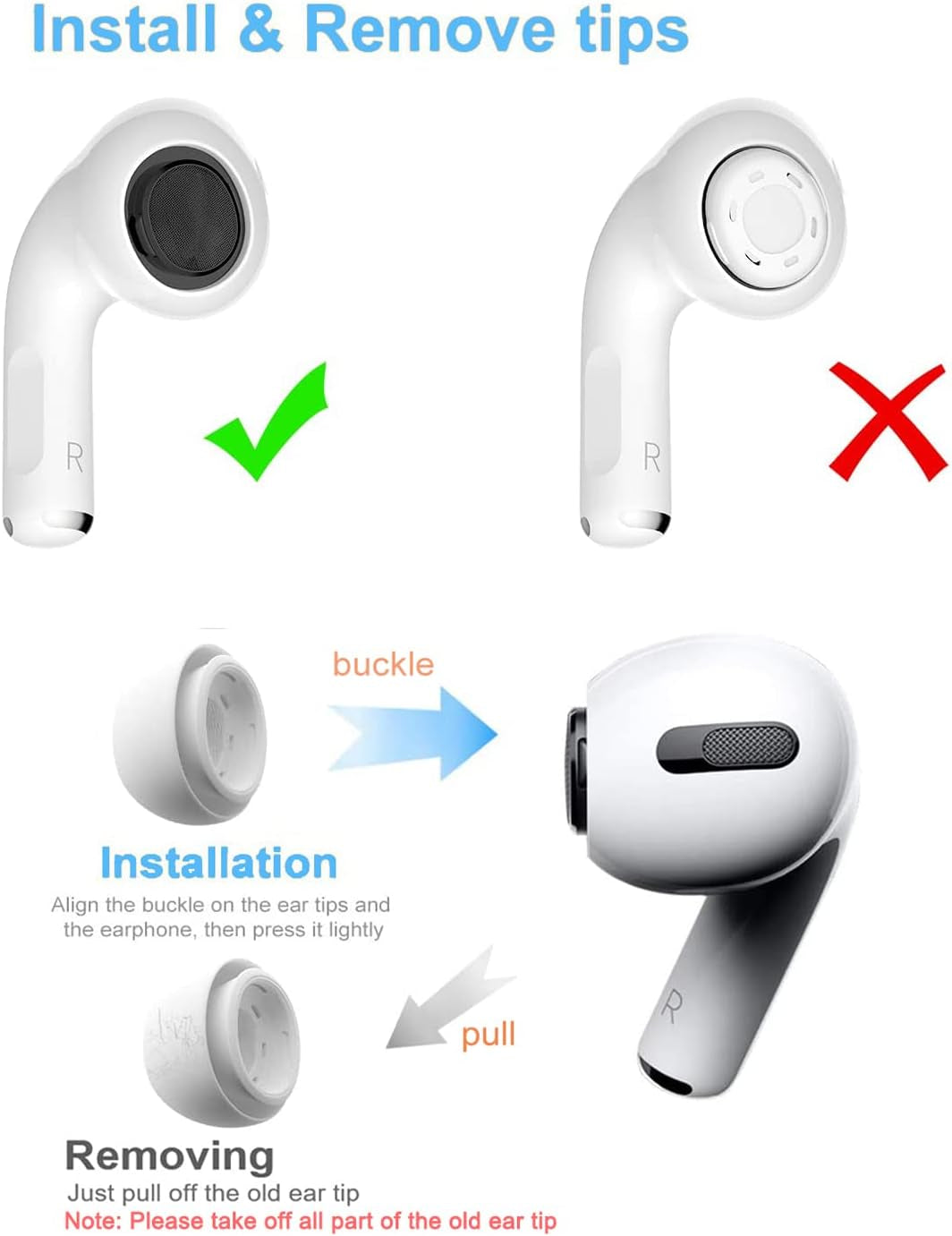 12 Pieces Replacement Ear Tips for Airpods Pro and Airpods Pro 2Nd Generation with Noise Reduction Hole, Silicone Ear Tips for Airpods Pro with Portable Storage Box And(S/M/L) (6 Pairs)