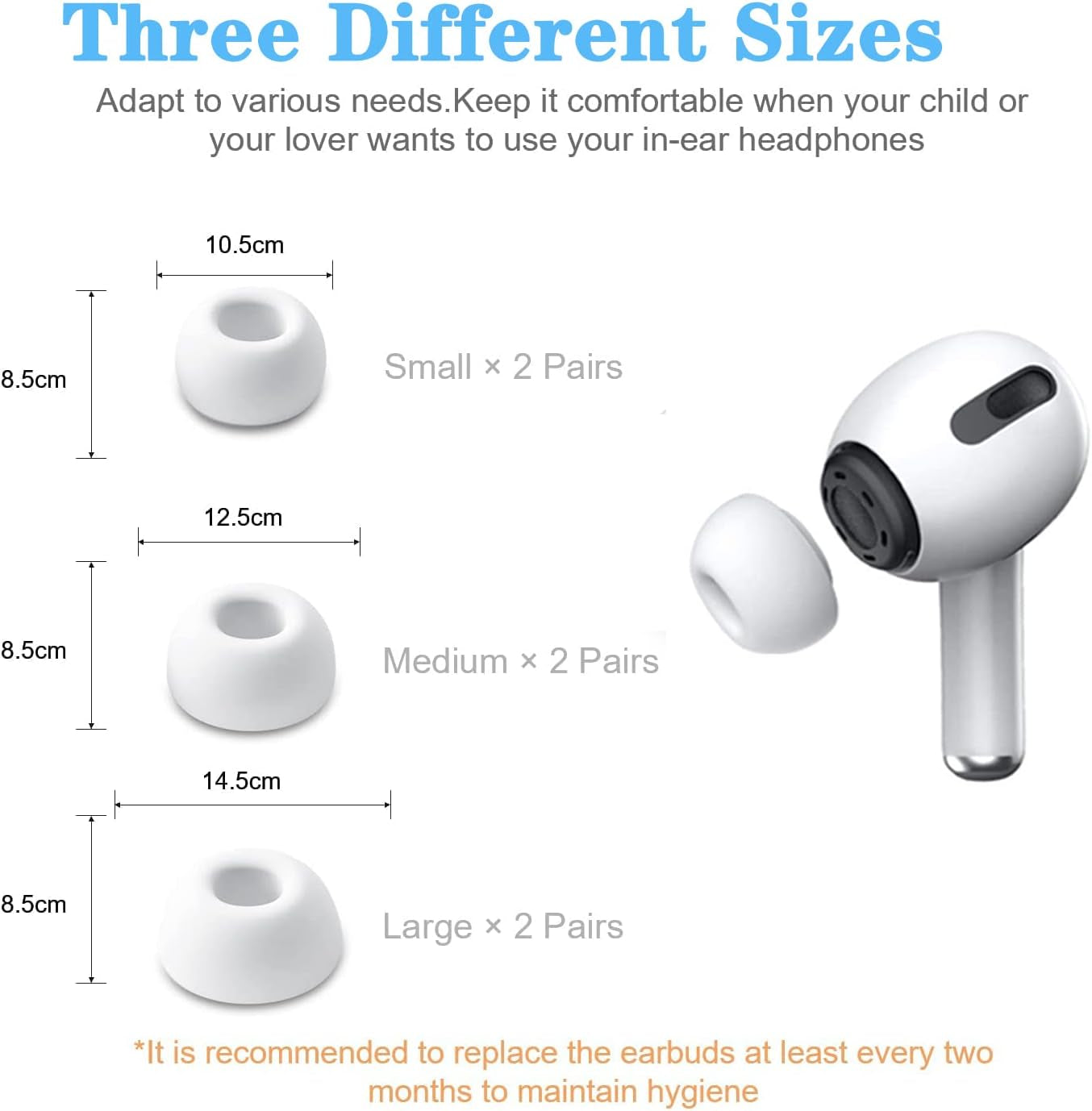 12 Pieces Replacement Ear Tips for Airpods Pro and Airpods Pro 2Nd Generation with Noise Reduction Hole, Silicone Ear Tips for Airpods Pro with Portable Storage Box And(S/M/L) (6 Pairs)