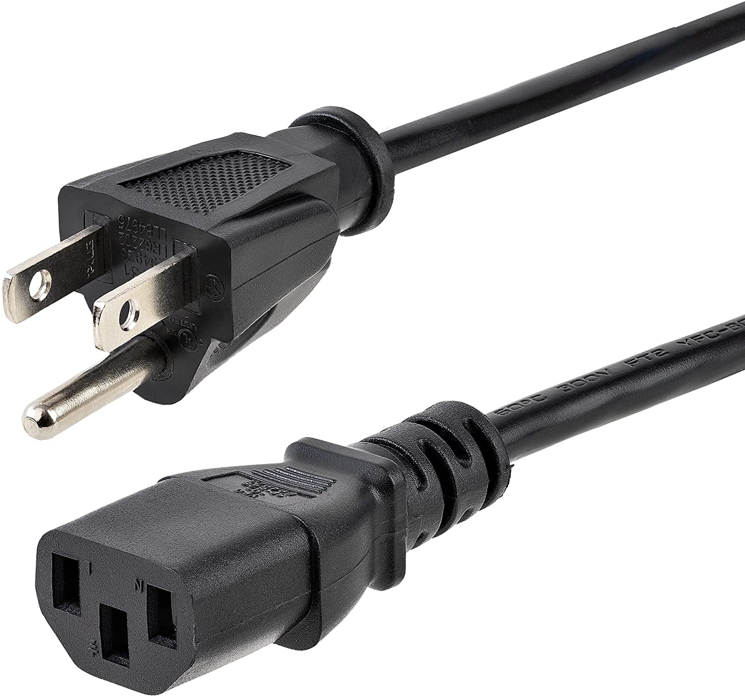 .Com 25Ft (7.6M) Computer Power Cord, NEMA 5-15P to C13, 10A 125V, 18AWG, Black Replacement AC Power Cord, Printer Power Cord, PC Power Supply Cable, Monitor Power Cable - UL Listed (PXT10125)